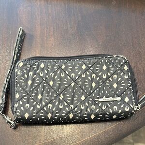 Travelon Black and Cream Floral Wristlet